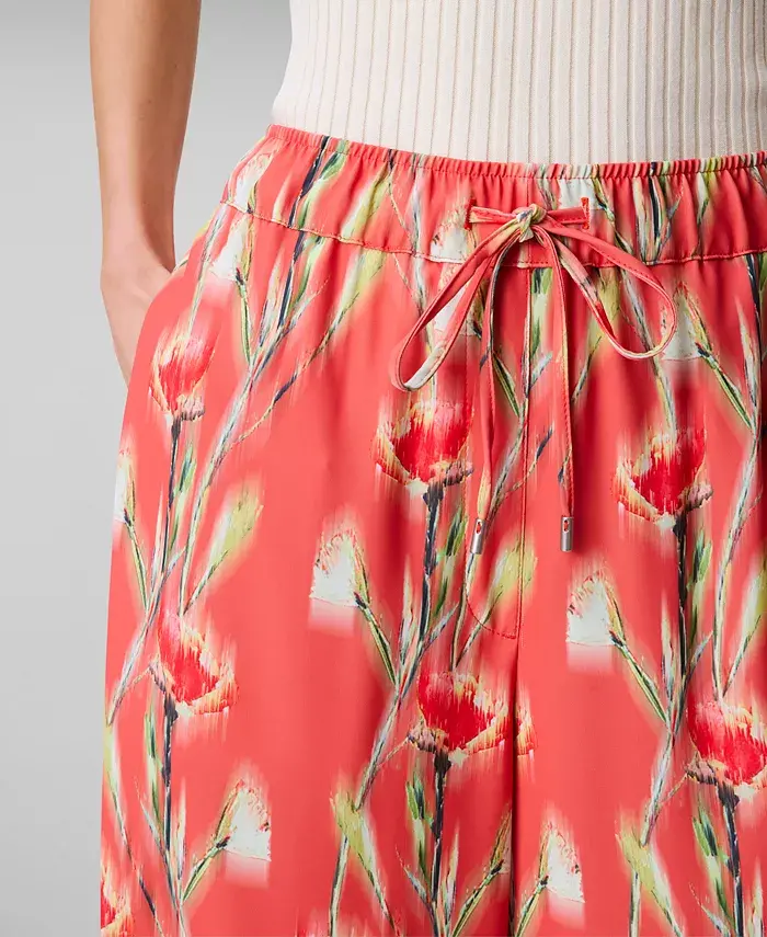 Calvin Klein Women's Floral-Print Pull-On Drawstring Pants Women's Fashion Shoes & Accessories
