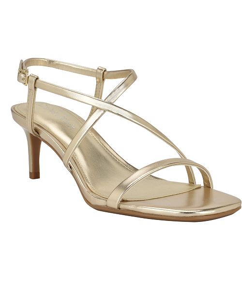 Calvin Klein Women's Ishaya Strappy Low Stiletto Sandals Women's Fashion Shoes & Accessories