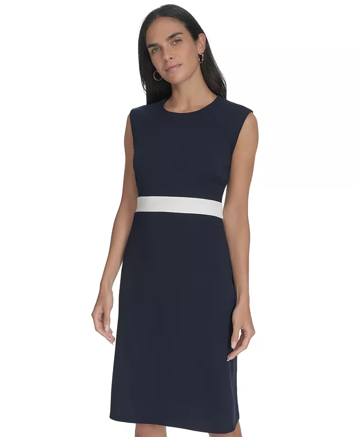 Calvin Klein Women's Jewel-Neck Sleeveless A-Line Dress Women's Fashion Shoes & Accessories