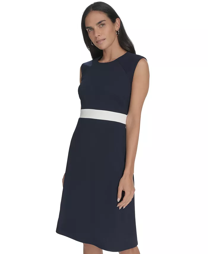 Calvin Klein Women's Jewel-Neck Sleeveless A-Line Dress Women's Fashion Shoes & Accessories