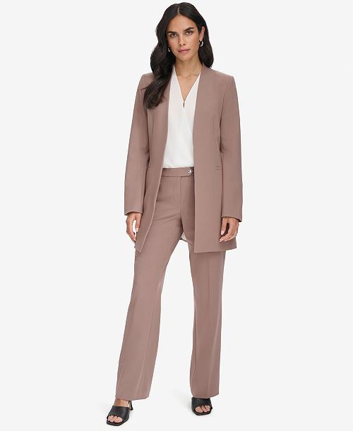 Calvin Klein Women's Open Front Topper & Straight Leg Pants Women's Fashion Shoes & Accessories