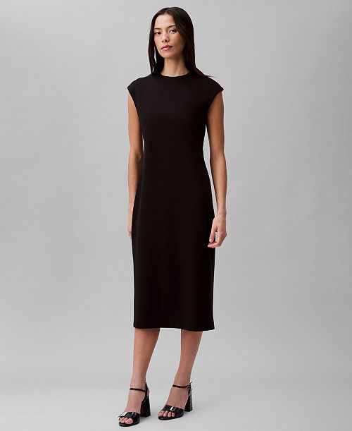 Calvin Klein Women's Ponte Shift Dress Women's Fashion Shoes & Accessories