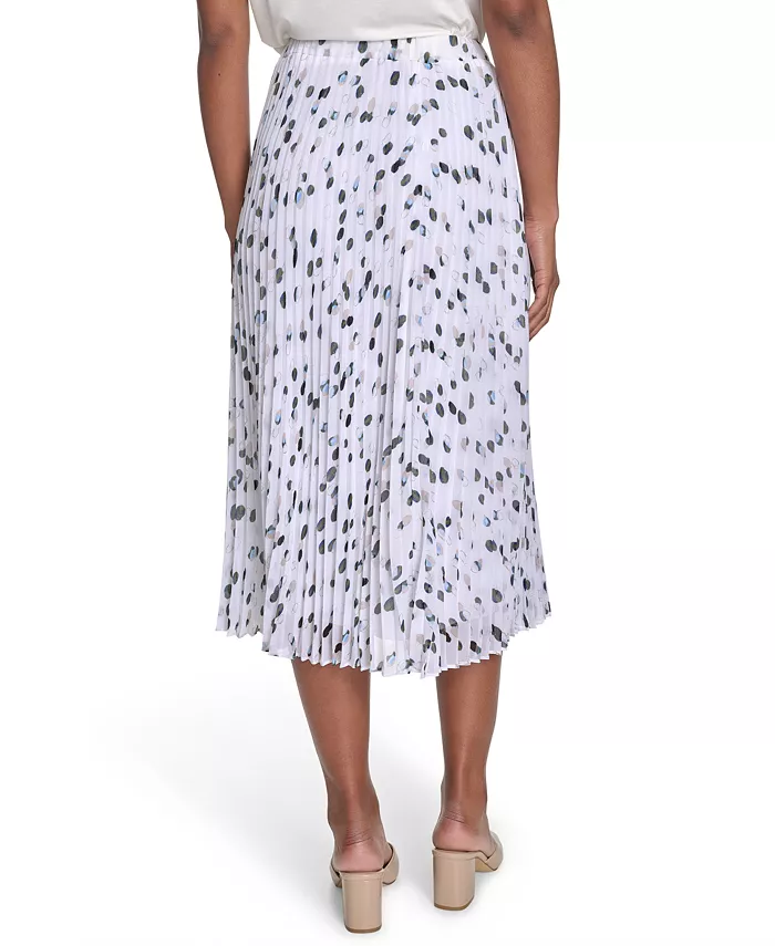 Calvin Klein Women's Printed Pleated Pull-On Midi Skirt Women's Fashion Shoes & Accessories