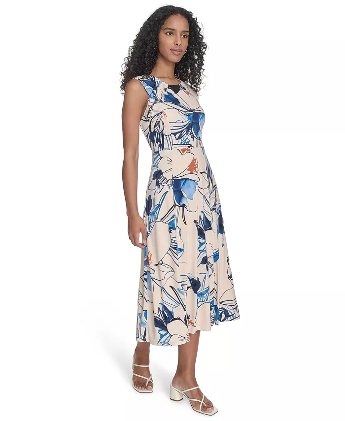 Calvin Klein Women's Printed Sleeveless A-Line Dress Women's Fashion Shoes & Accessories