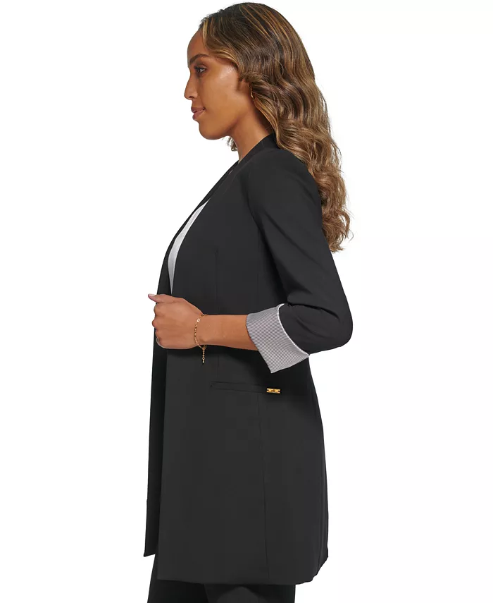 Calvin Klein Women's Roll Sleeve Open Front Blazer Regular And Petite Women's Fashion Shoes & Accessories