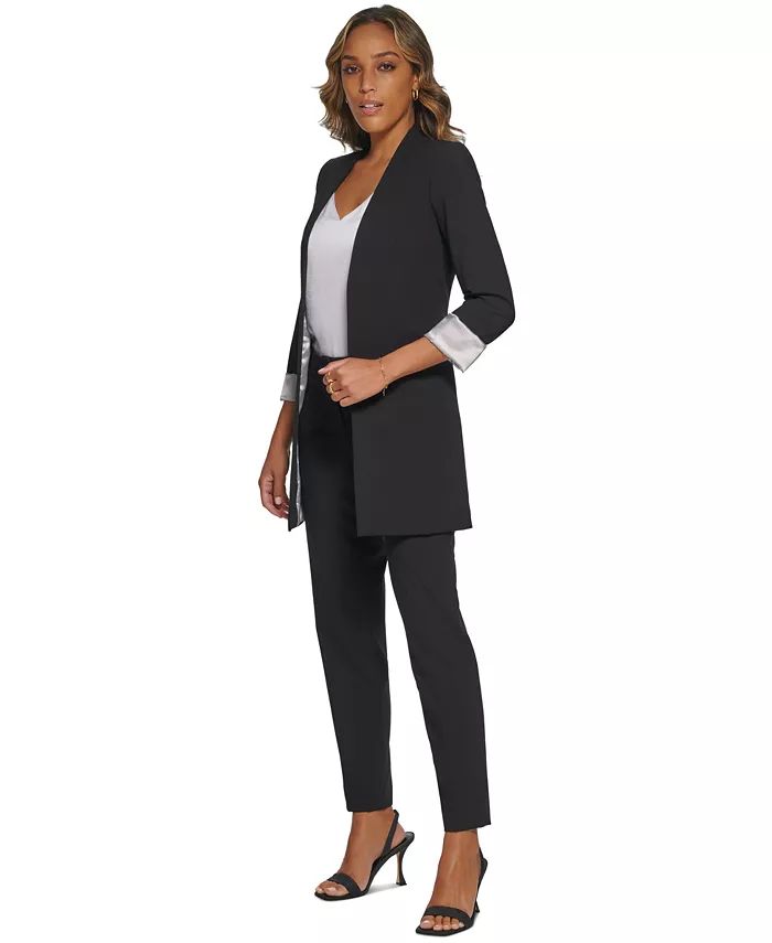 Calvin Klein Women's Roll Sleeve Open Front Blazer Regular And Petite Women's Fashion Shoes & Accessories