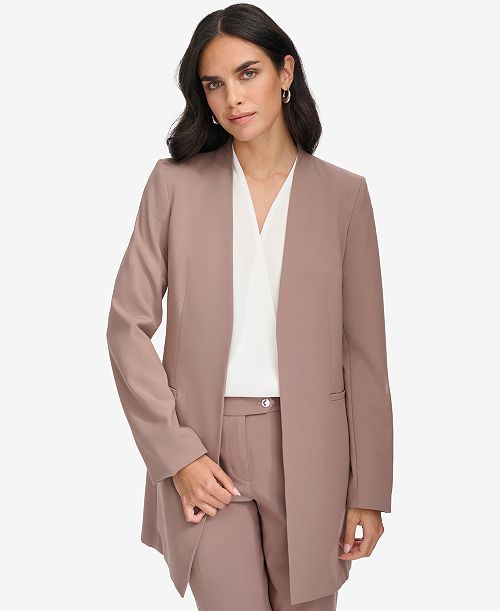 Calvin Klein Women's Roll Sleeve Open Front Blazer Women's Fashion Shoes & Accessories