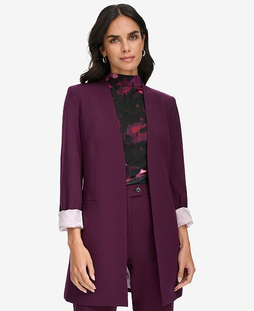 Calvin Klein Women's Roll Sleeve Open Front Blazer Women's Fashion Shoes & Accessories