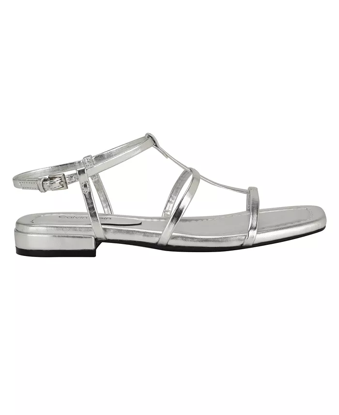 Calvin Klein Women's Sallia Strappy Caged Flat Sandals Women's Fashion Shoes & Accessories