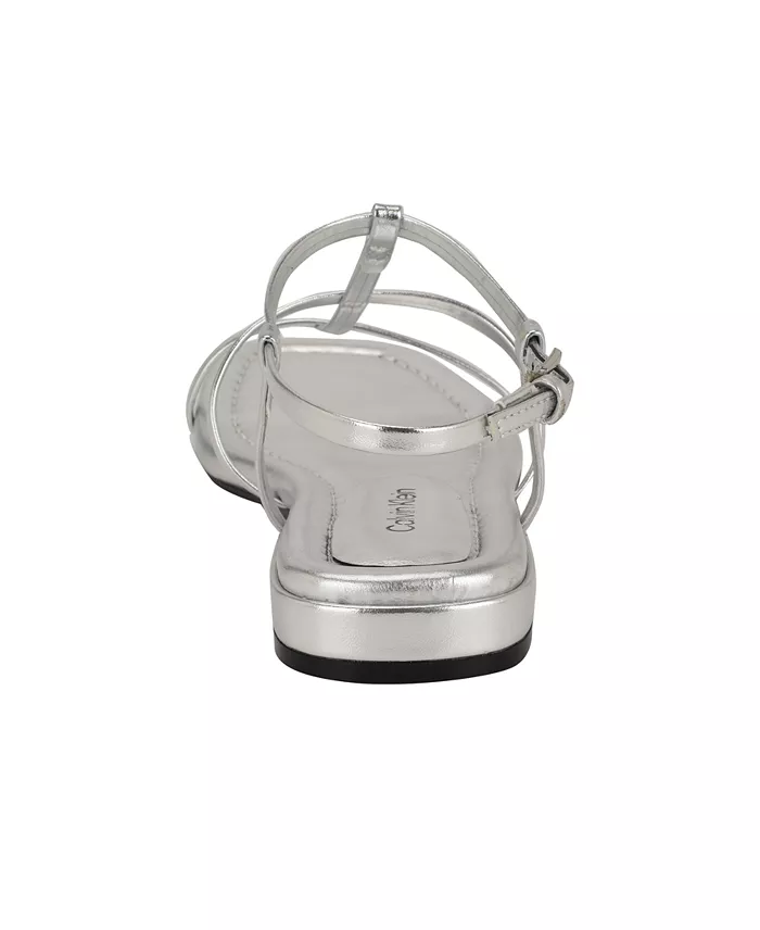 Calvin Klein Women's Sallia Strappy Caged Flat Sandals Women's Fashion Shoes & Accessories