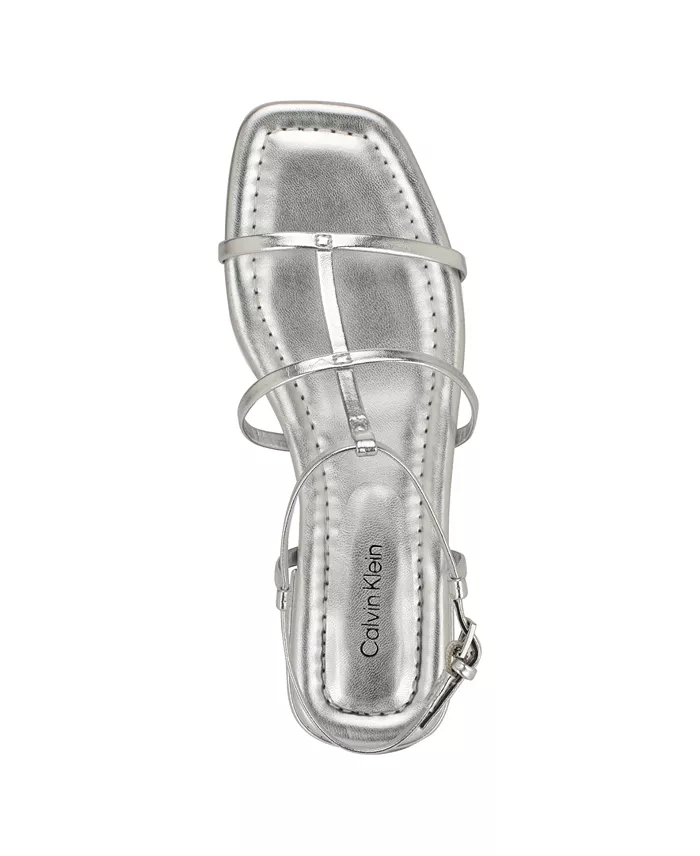 Calvin Klein Women's Sallia Strappy Caged Flat Sandals Women's Fashion Shoes & Accessories