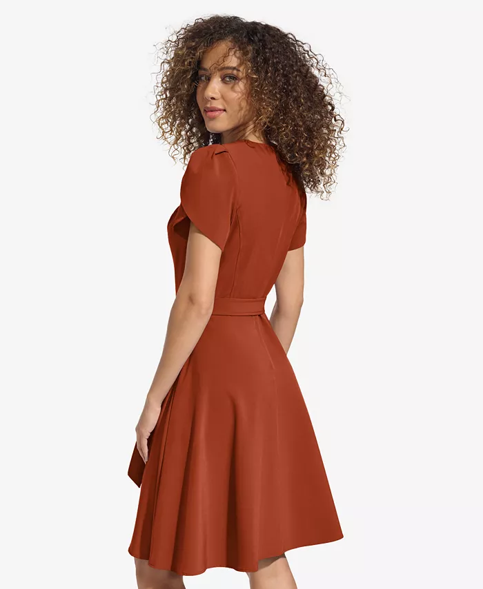 Calvin Klein Women's Short-Sleeve Fit & Flare Dress Women's Fashion Shoes & Accessories