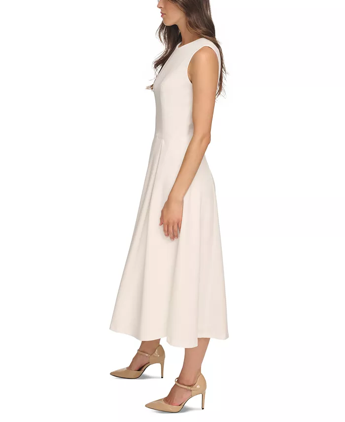 Calvin Klein Women's Sleeveless Pleated Midi A-Line Dress Women's Fashion Shoes & Accessories