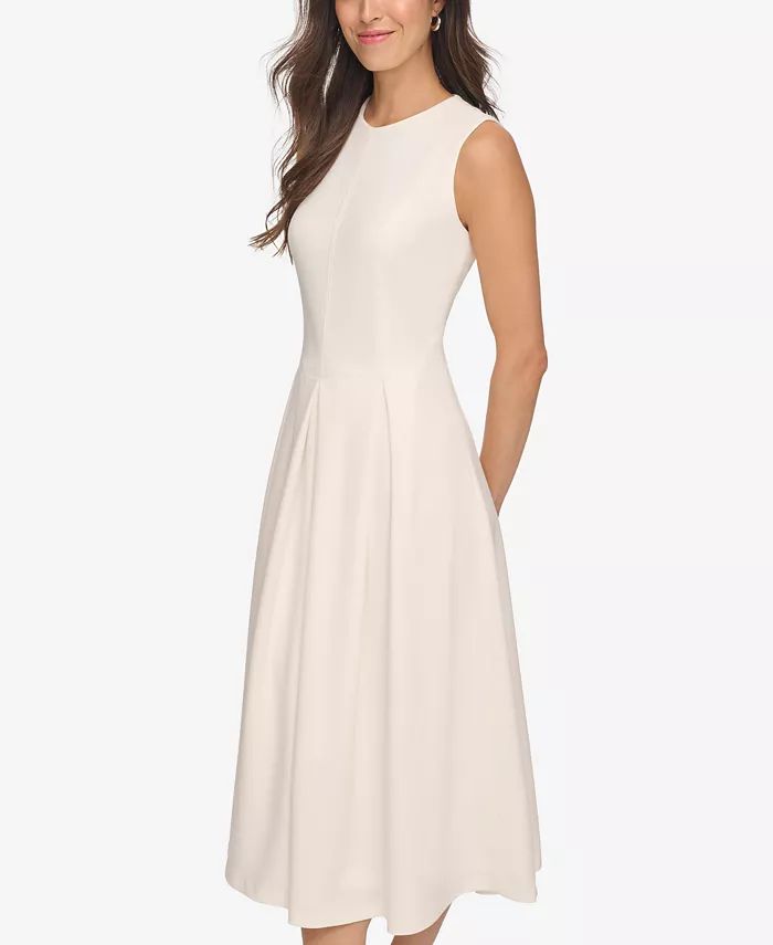 Calvin Klein Women's Sleeveless Pleated Midi A-Line Dress Women's Fashion Shoes & Accessories