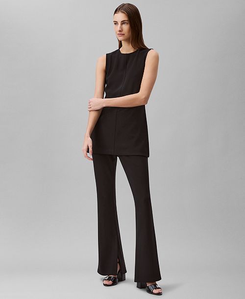 Calvin Klein Women's Sleeveless Tailored Knit Tunic & Pull-On Pants Women's Fashion Shoes & Accessories