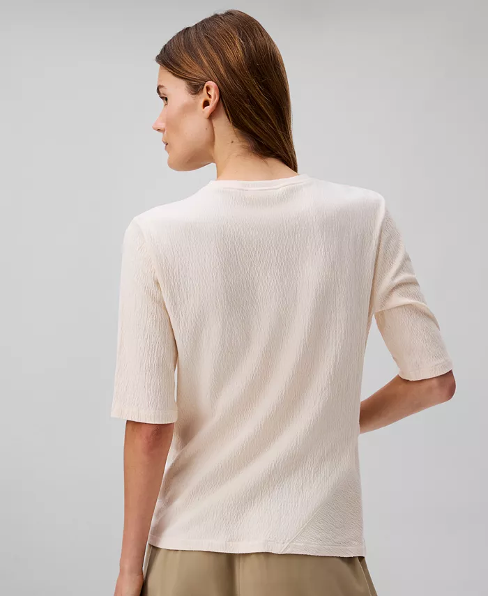 Calvin Klein Women's Textured-Knit 3/4-Sleeve Top Women's Fashion Shoes & Accessories