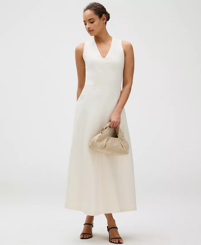 Calvin Klein Women's V-Neck Sleveless Maxi Dress Women's Fashion Shoes & Accessories