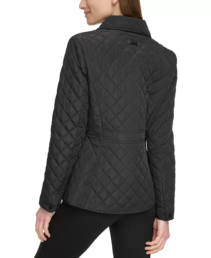 Calvin Klein Womens Collared Quilted Coat Women's Fashion Shoes & Accessories