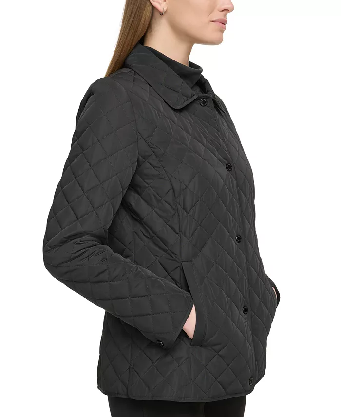 Calvin Klein Womens Collared Quilted Coat Women's Fashion Shoes & Accessories