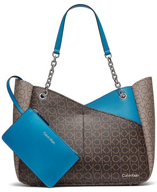 Calvin Klein Zoe Signature Chain Tote Bag Handbags Purses & Accessories