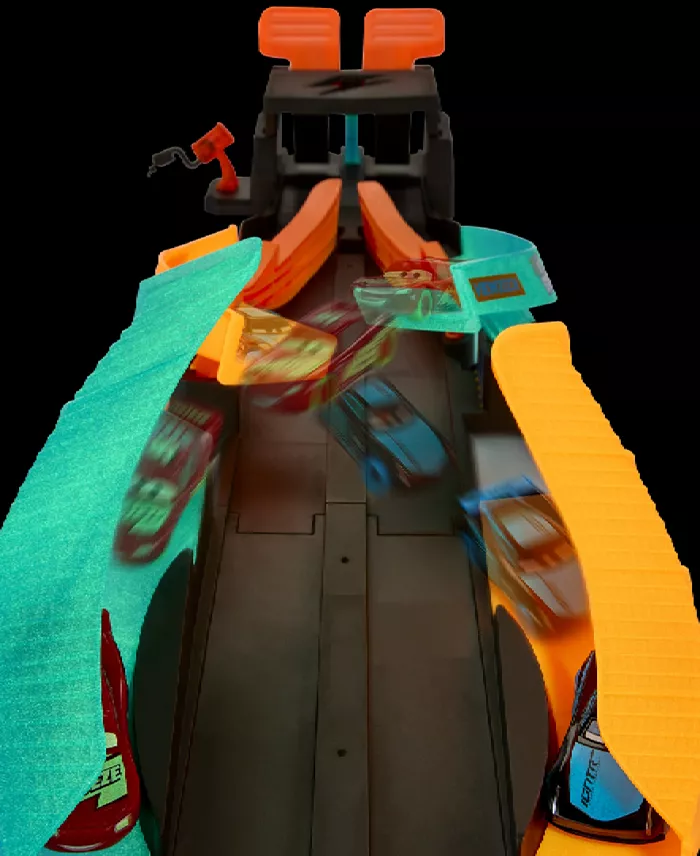 Cars Disney Pixar Glow Racers Launch Criss-Cross Playset With 2 Glow-in-the-Dark Vehicles All Toys