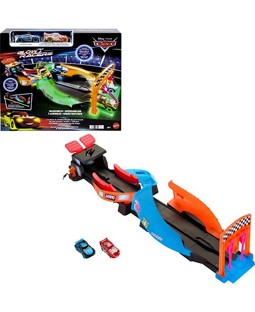 Cars Disney Pixar Glow Racers Launch Criss-Cross Playset with 2 Glow-in-the-Dark Vehicles All Toys