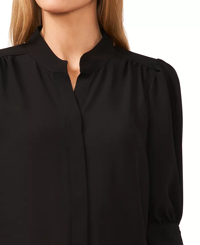 CeCe Women's 3/4-Sleeve Collared Button Down Blouse Women's Fashion Shoes & Accessories