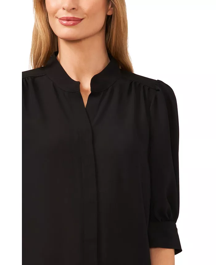 CeCe Women's 3/4-Sleeve Collared Button Down Blouse Women's Fashion Shoes & Accessories