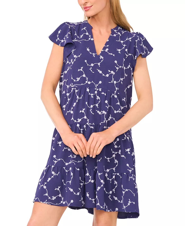 CeCe Women's Short-Sleeve Ruffled Tiered Dress Women's Fashion Shoes & Accessories