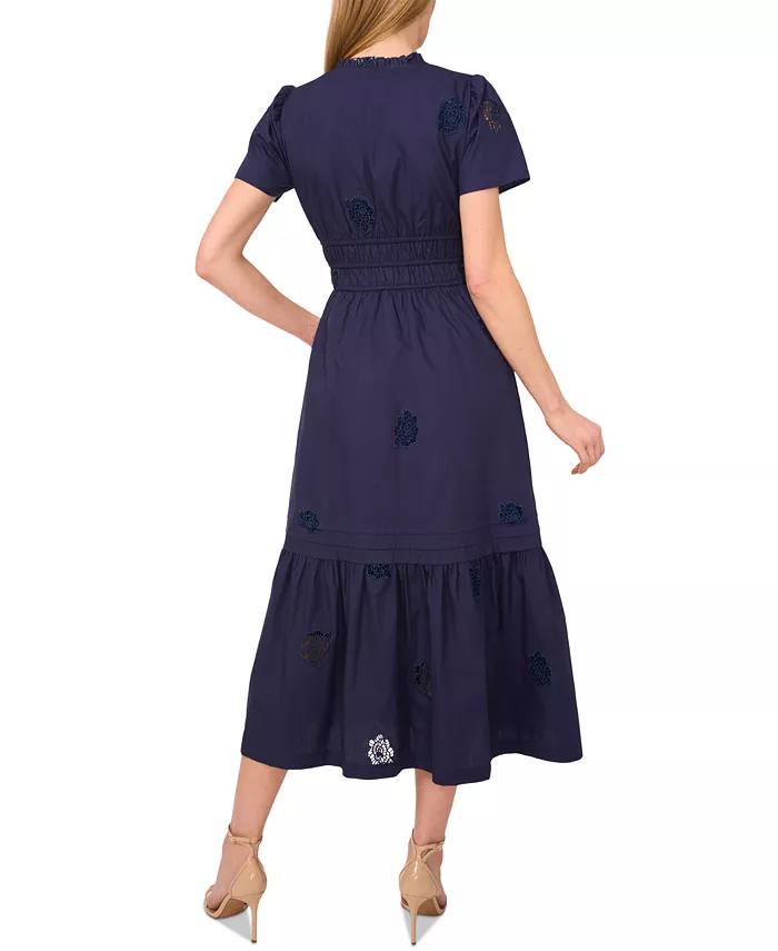 CeCe Women's Short-Sleeve V-Neck Midi Dress Women's Fashion Shoes & Accessories