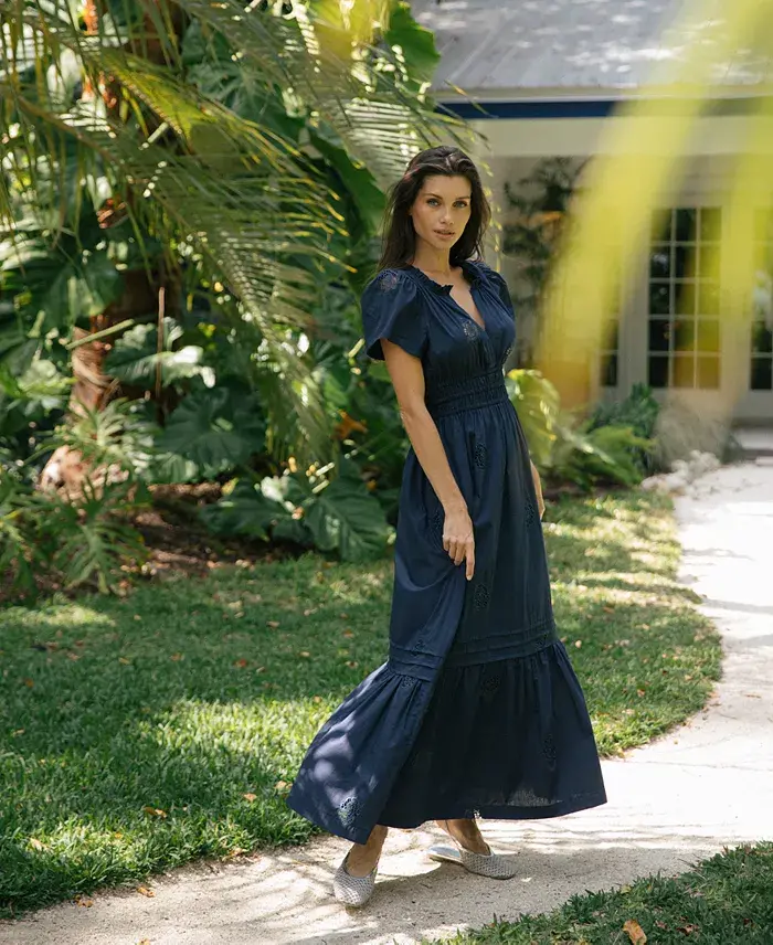 CeCe Women's Short-Sleeve V-Neck Midi Dress Women's Fashion Shoes & Accessories