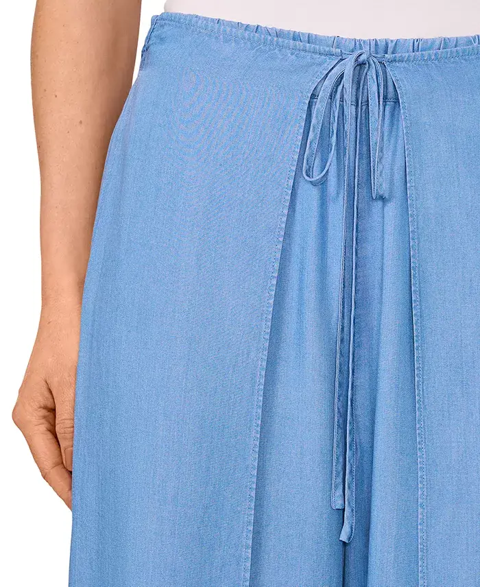 CeCe Women's Side-Overlap Self-Tie Wide-Leg Pants Women's Fashion Shoes & Accessories