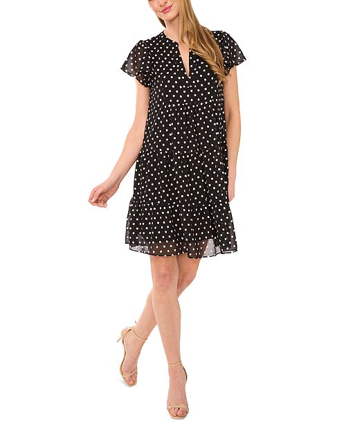 CeCe Women's V-Neck Flutter Sleeve Mini Dress Women's Fashion Shoes & Accessories