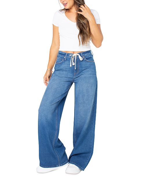 Celebrity Pink Juniors' Drawstring-Waist Wide-Leg Jeans Juniors'
