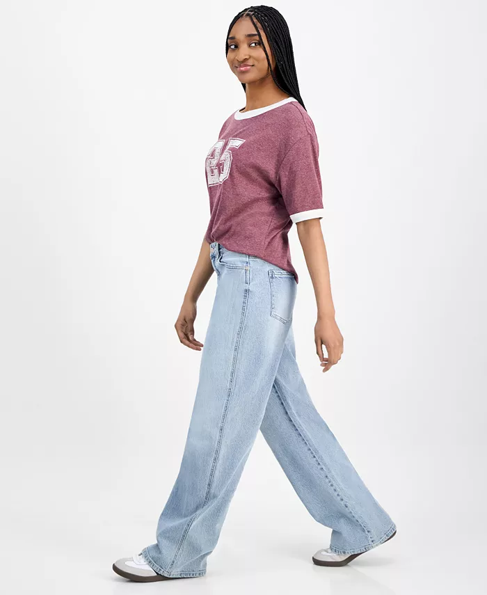 Celebrity Pink Juniors' High Rise Baggy Wide-Leg Curvy Jeans Juniors'