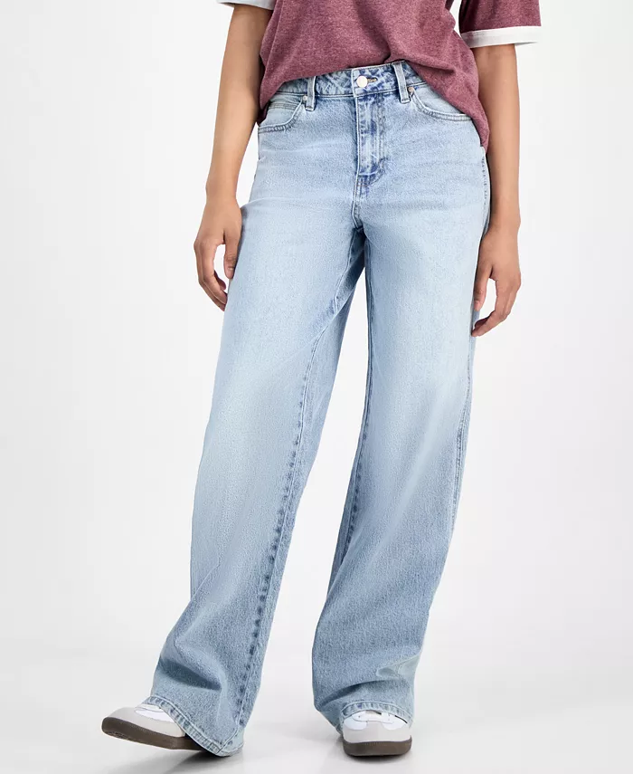 Celebrity Pink Juniors' High Rise Baggy Wide-Leg Curvy Jeans Juniors'
