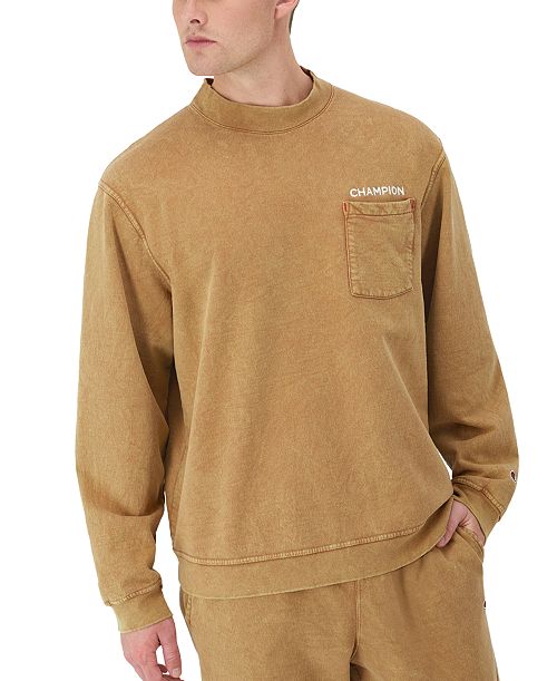 Champion Men's Washed Pocket Crewneck Sweatshirt Men's Fashion & Accessories