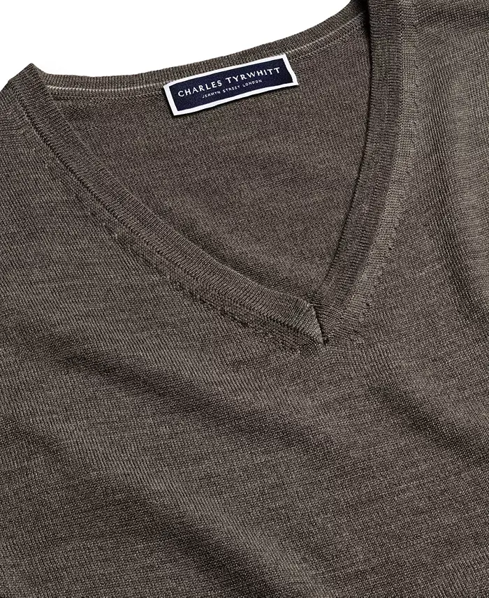 Charles Tyrwhitt Men's Long Sleeve V-Neck Merino Wool Sweater Men's Fashion & Accessories