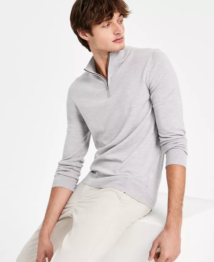 Charles Tyrwhitt Men's Merino Wool Quarter-Zip Sweater Men's Fashion & Accessories