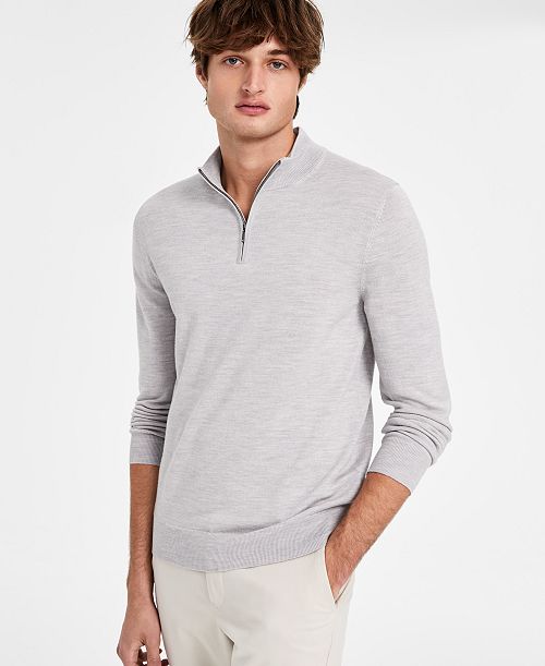 Charles Tyrwhitt Men's Merino Wool Quarter-Zip Sweater Men's Fashion & Accessories