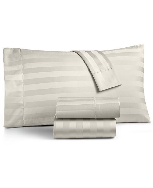 Charter Club 1.5" Stripe 550 Thread Count 100% Cotton 4-Pc. Sheet Set Queen Exclusively at Macy’s Bed & Bath