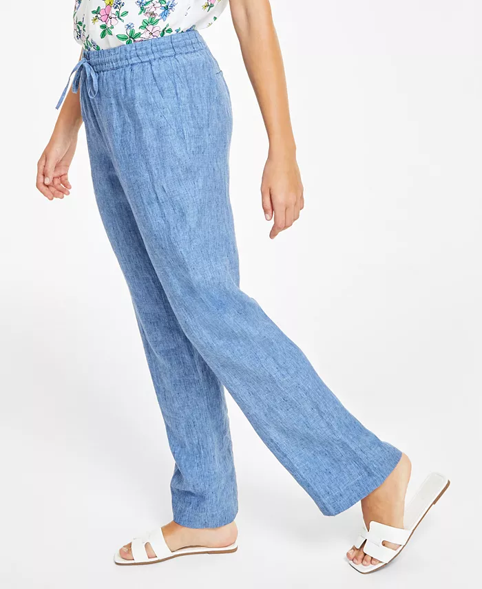 Charter Club Petite 100% Linen Drawstring Pants Created For Macy's Women's Fashion Shoes & Accessories