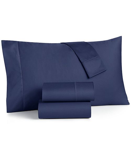 Charter Club Solid 550 Thread Count 100% Cotton 4-Pc. Sheet Set Queen Exclusively at Macy’s Bed & Bath