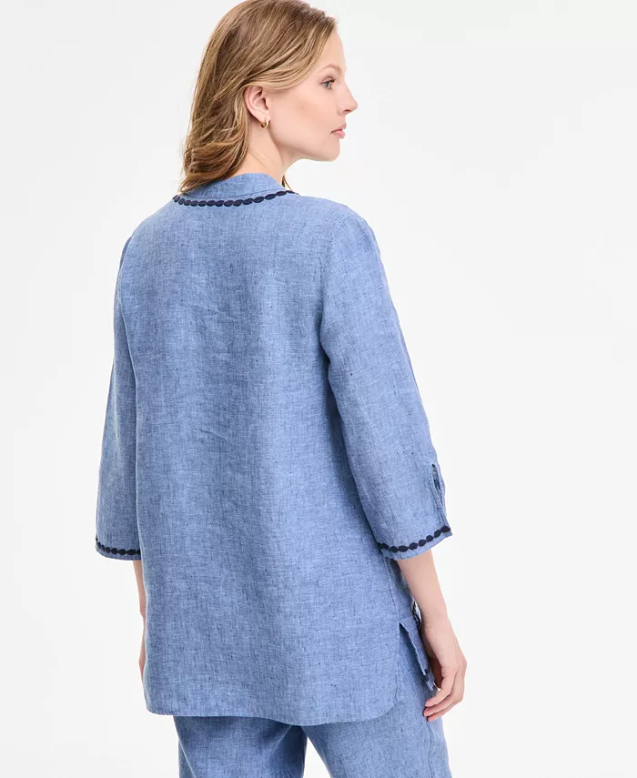 Charter Club Women's 100% Linen 3/4-Sleeve Tunic Top Exclusively At Macy's Women's Fashion Shoes & Accessories
