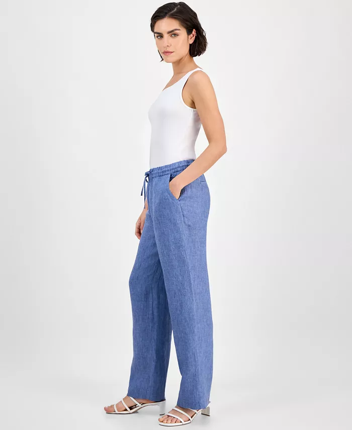 Charter Club Women's 100% Linen Drawstring Pants Created For Macy's Women's Fashion Shoes & Accessories