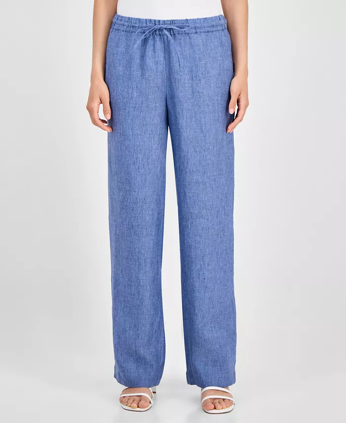 Charter Club Women's 100% Linen Drawstring Pants Created For Macy's Women's Fashion Shoes & Accessories