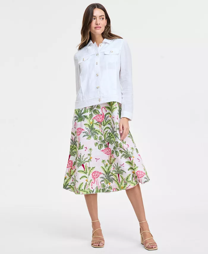 Charter Club Women's 100% Linen Jacket Created For Macy's Women's Fashion Shoes & Accessories