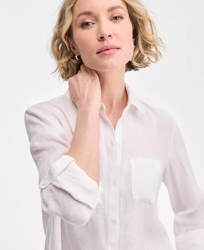 Charter Club Women's 100% Linen Shirt Created For Macy's Women's Fashion Shoes & Accessories