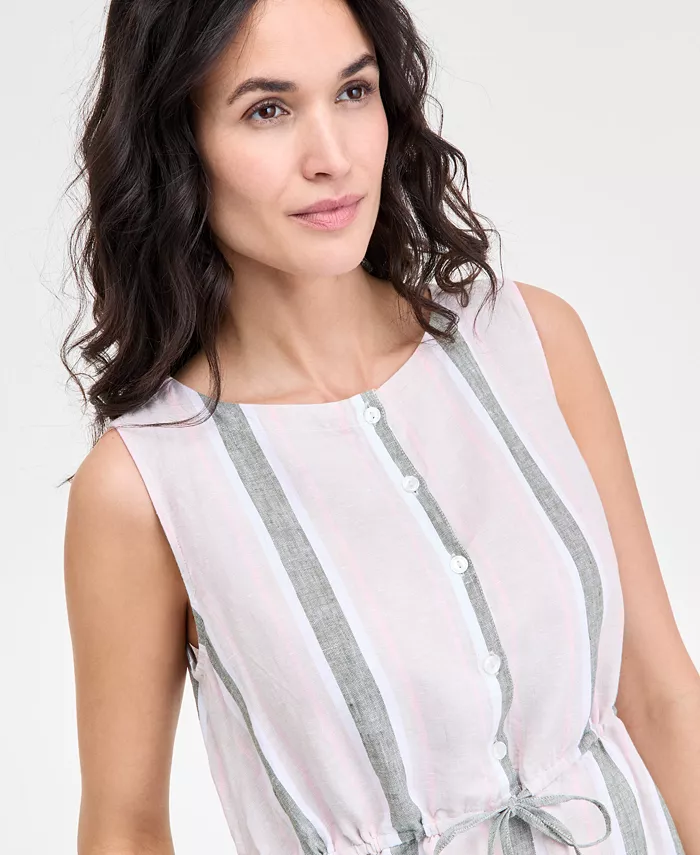 Charter Club Women's 100% Linen Striped Midi Dress Exclusively At Macy's Women's Fashion Shoes & Accessories