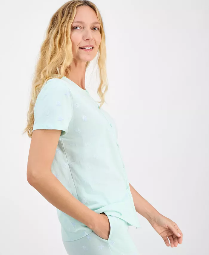 Charter Club Women's 2-Pc. Cotton Bermuda Short Pajamas Set Created For Macy's Women's Fashion Shoes & Accessories